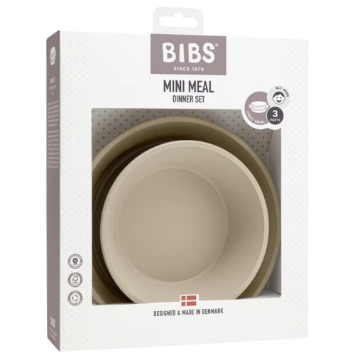 BIBS DINNER PLATE SET VANILLA plate with a bowl and a lid