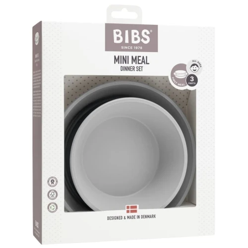 BIBS DINNER PLATE SET CLOUD plate with a bowl and a lid 
