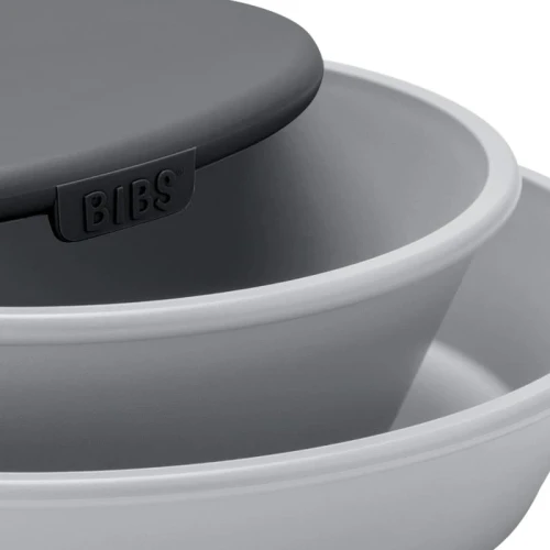 BIBS DINNER PLATE SET CLOUD plate with a bowl and a lid 