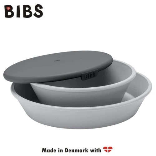 BIBS DINNER PLATE SET CLOUD plate with a bowl and a lid 