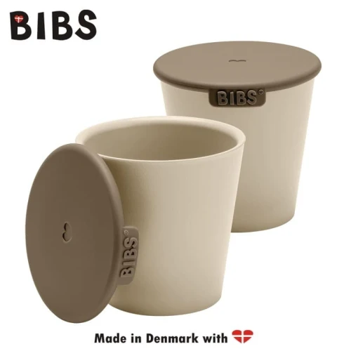 BIBS CUP SET VANILLA 2 kubeczki z pokrywkami do picia dla dzieci