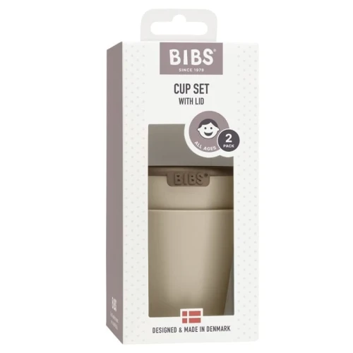 BIBS CUP SET VANILLA 2 kubeczki z pokrywkami do picia dla dzieci