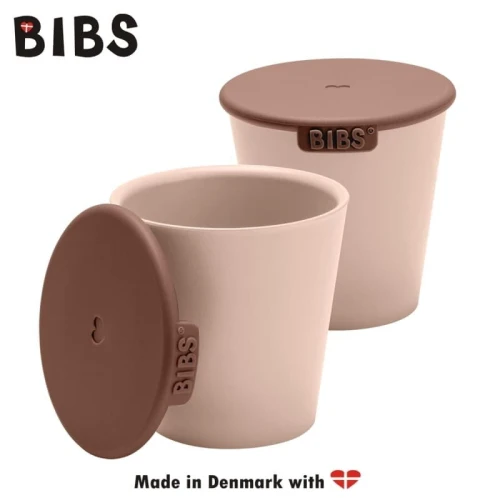 BIBS CUP SET BLUSH 2 drinking cups with lids for children
