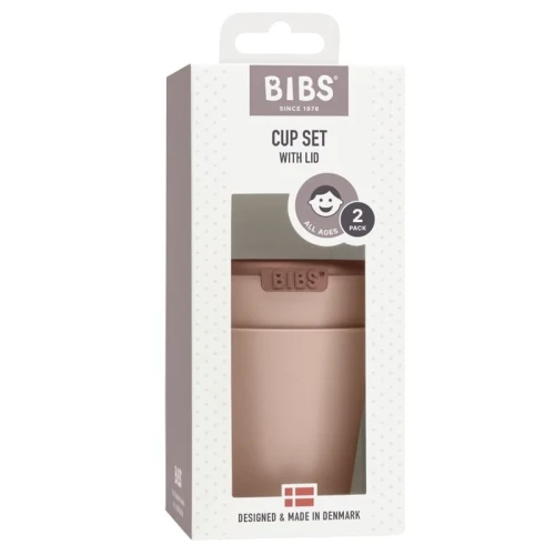 BIBS CUP SET BLUSH 2 drinking cups with lids for children