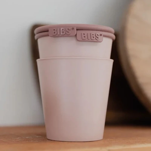 BIBS CUP SET BLUSH 2 drinking cups with lids for children