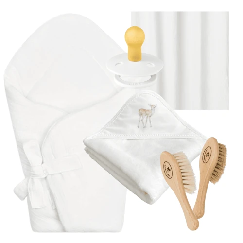 Newborn set with baby wrap and towel White