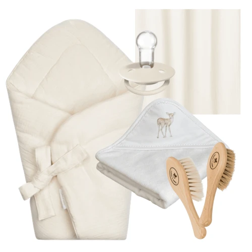 Newborn set with baby wrap and towel Vanilla