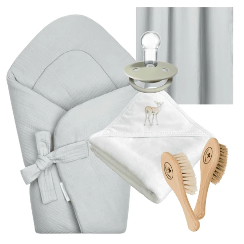 Newborn set with baby wrap and towel Green