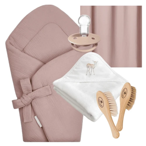 Newborn set with baby wrap and a towel dusty pink
