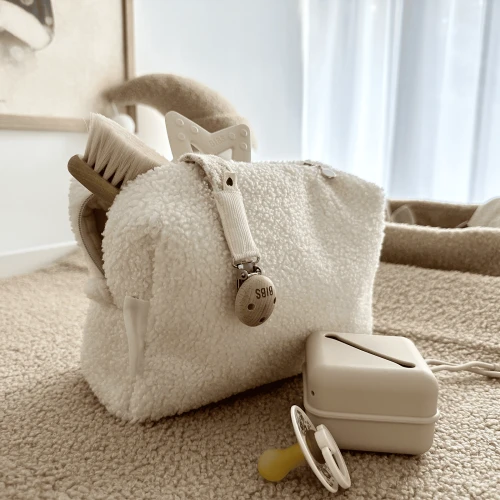 Boho boucle cosmetic bag Vanilla