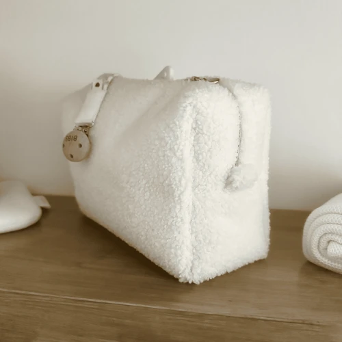 Boho boucle cosmetic bag Vanilla