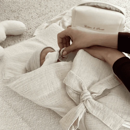 Muslin with linen Baby horn Natural