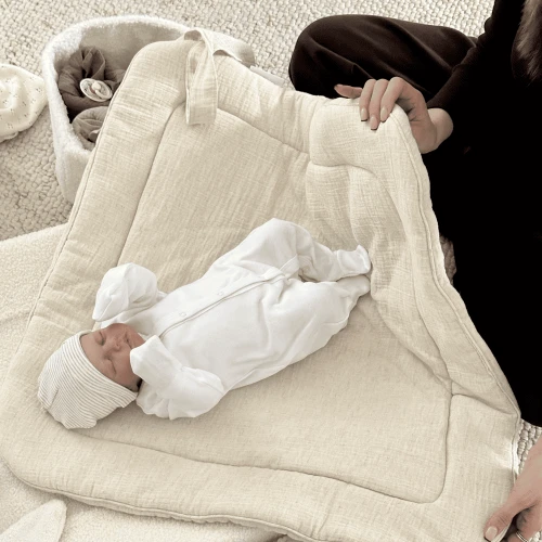 Muslin with linen Baby horn Natural