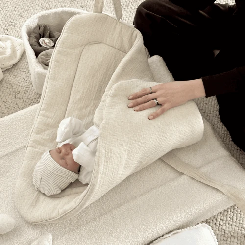 Muslin with linen Baby horn Natural