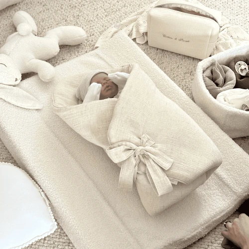 Muslin cosmetic bag Vanilla