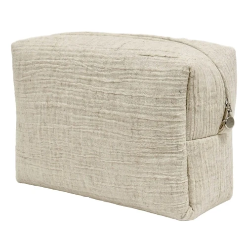 Kosmetyczka muślinowa z lnem Naturalna