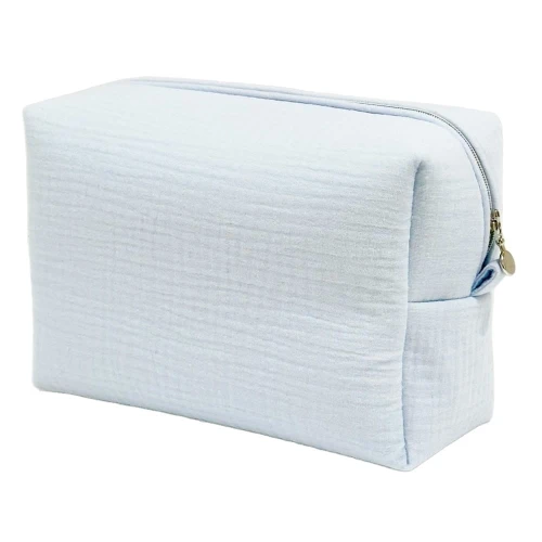 Muslin cosmetic bag Light blue