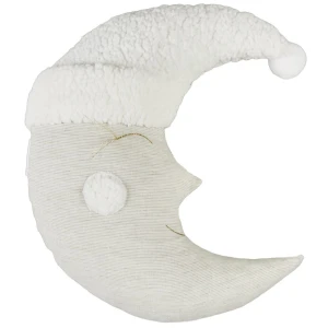 Poduszka Śpiący księżyc lniane beżowe paseczki