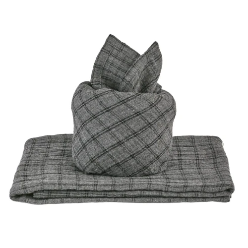 Pieluszka muślinowa z bawełny organicznej Grafitowa kratka