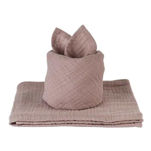Pieluszka muślinowa z bawełny organicznej Ciemny róż Mauve