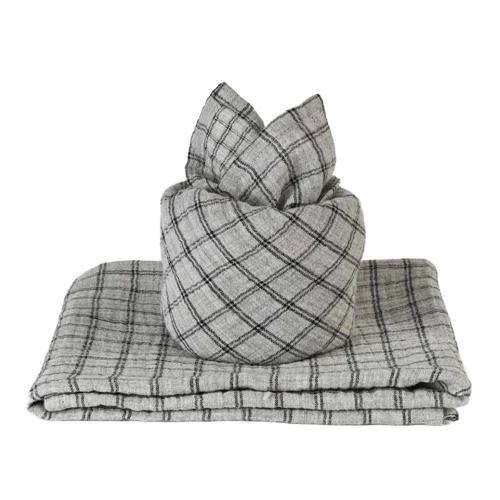 Pieluszka muślinowa z bawełny organicznej Szara kratka