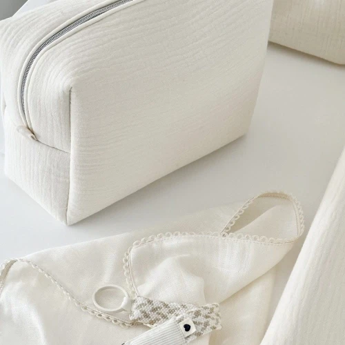 Muslin cosmetic bag Vanilla