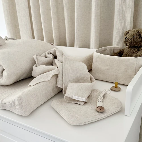 Kosmetyczka muślinowa z lnem Naturalna