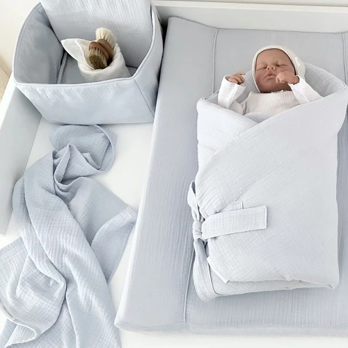 Pieluszka muślinowa z bawełny organicznej Błękitna