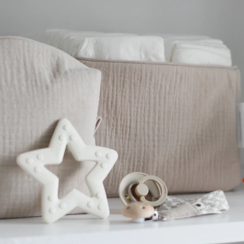 Koszyczek pielęgnacyjny muślinowy Beżowy