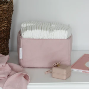 Koszyczek pielęgnacyjny muślinowy Bubblegum (kształt koszyczka: prostokątny 25x25x15 cm)