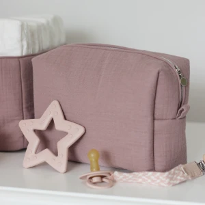 Muslin cosmetic bag Mauve