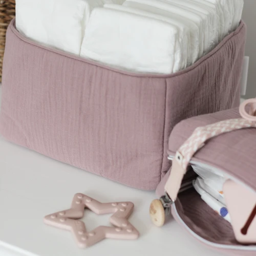Koszyczek pielęgnacyjny muślinowy Ciemny róż Mauve
