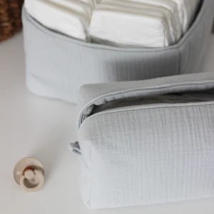 Muslin cosmetic bag Green