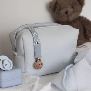 Muslin cosmetic bag Light blue