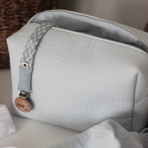Muslin cosmetic bag Light blue