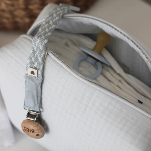 BIBS PACIFIER BRAID CLOUD & IRON pacifier holder 100% organic cotton