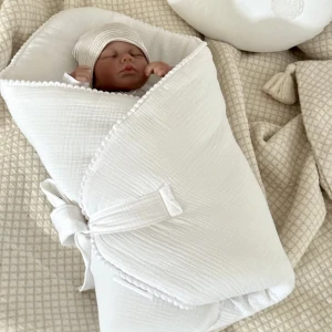 Rożek muślinowy z bąbelkami Biały