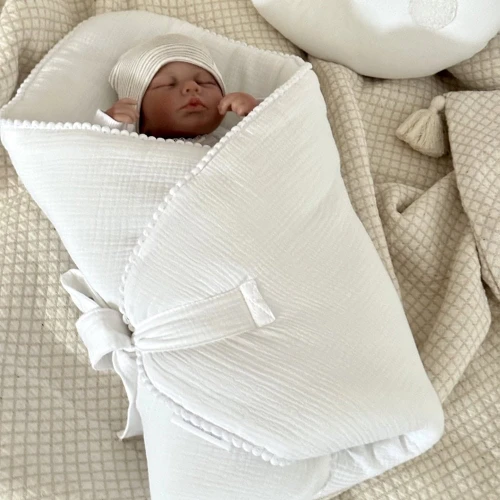 Rożek muślinowy z bąbelkami Biały