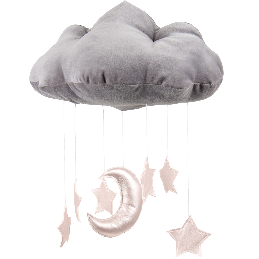 Cloud mobile grey with powder pink stars - II quality (I)